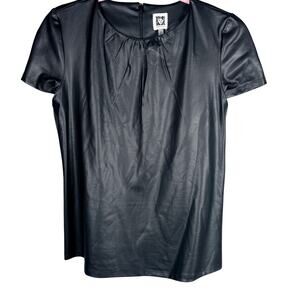 Anne Klein Vegan Leather Blouse sz XS new with tags